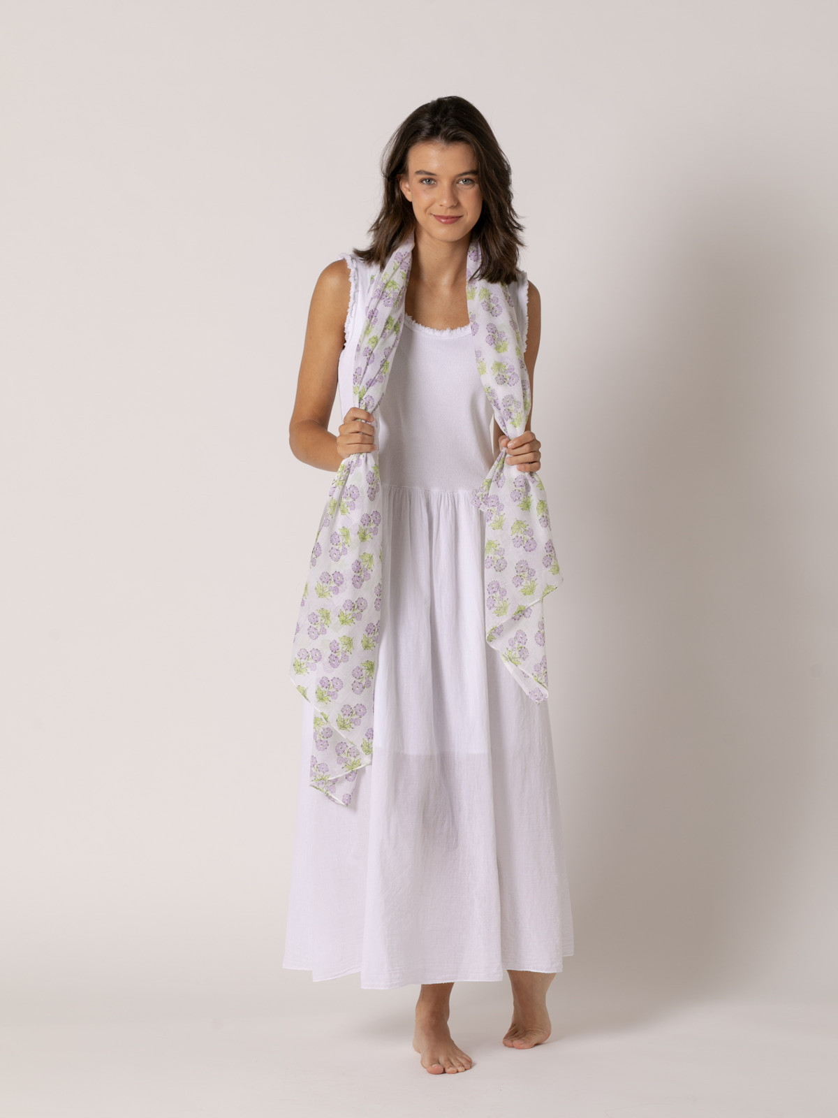 Cotton flower scarf  Lilaccolour