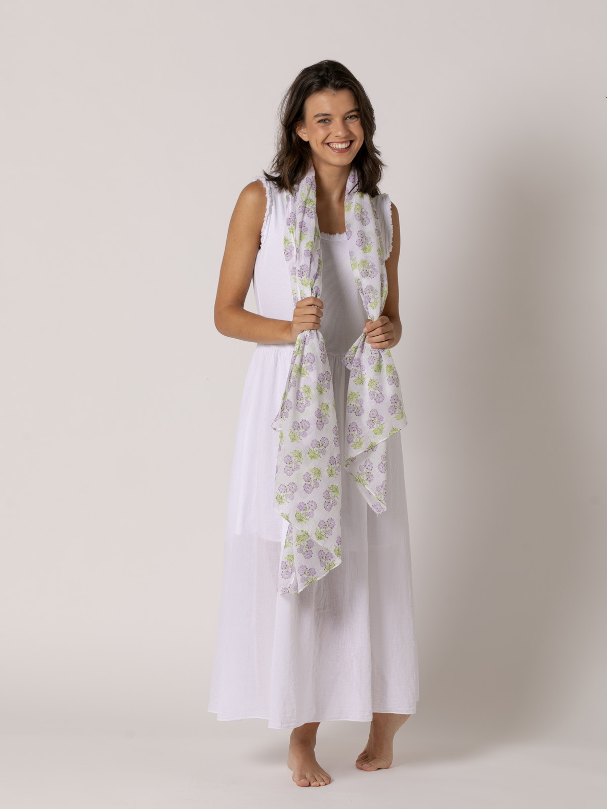 Cotton flower scarf  Lilaccolour
