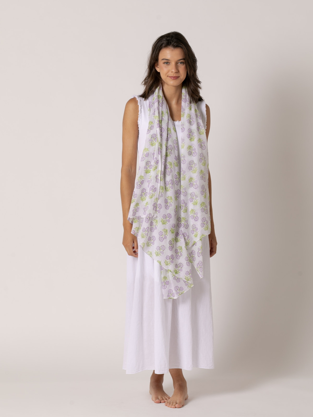 Cotton flower scarf  Lilaccolour
