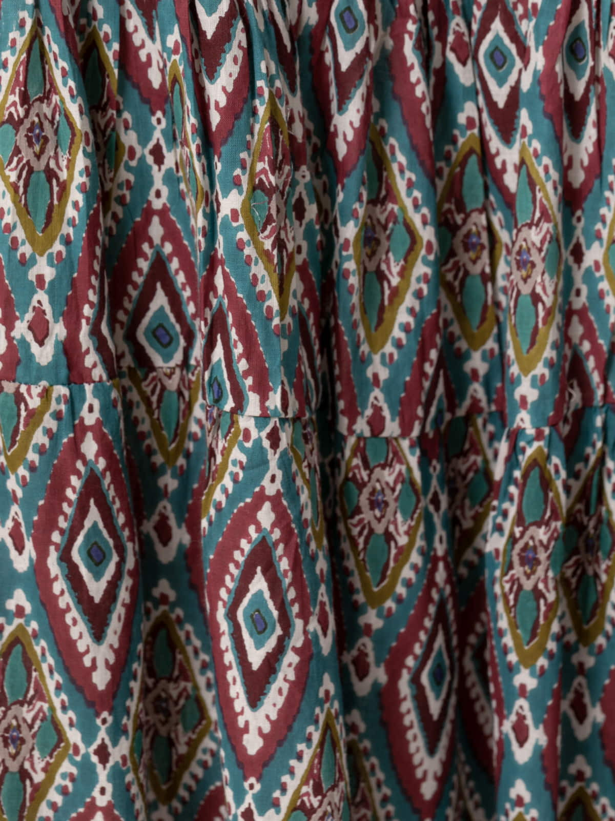 Long rhombus skirt, 100% cotton  Bordeaux colour
