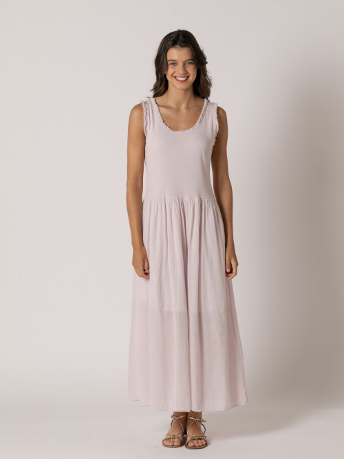 Vestido tirante ancho algodón 100% color Rosa