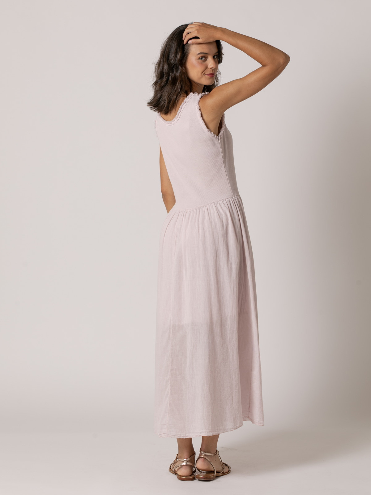 Vestido tirante ancho algodón 100% color Rosa
