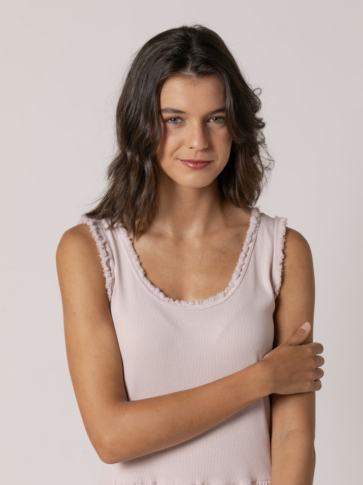 Vestido tirante ancho algodón 100% color Rosa