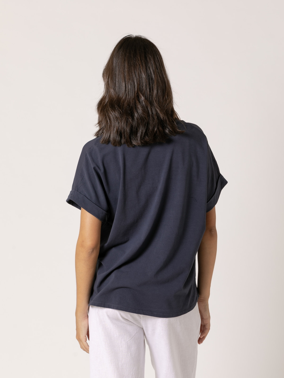 Essence cotton T-shirt with V-pocket  Blue Navy colour