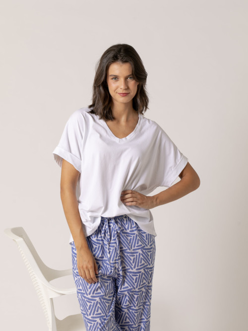 Camiseta algodón essence bolsillo en pico color Blanco