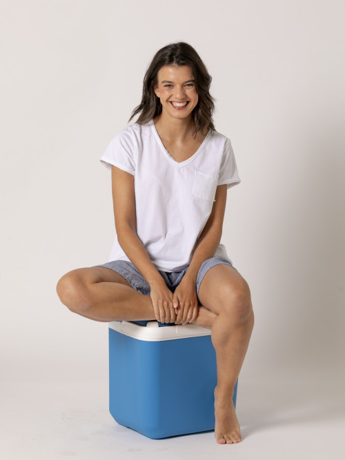 Camiseta algodón 100% essence escote pico color Blanco