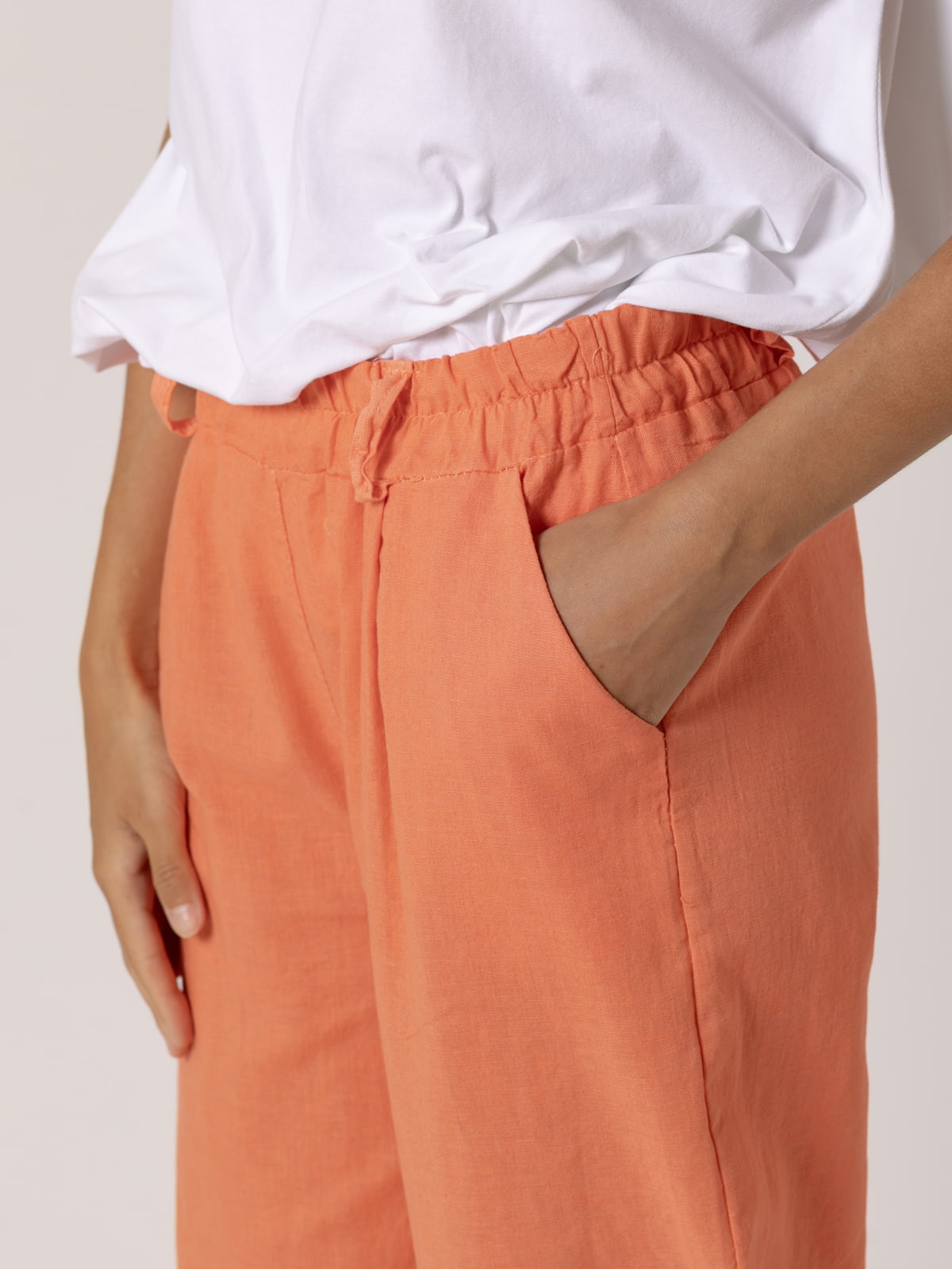 Pantalón lino momfit color Naranja