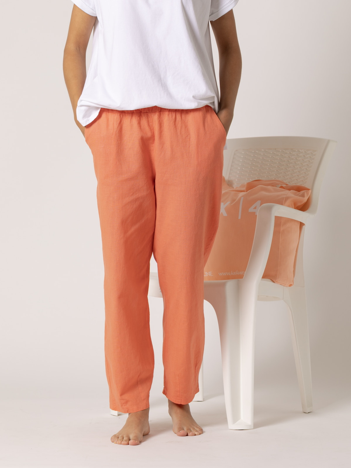 Pantalón lino wideleg color Naranja