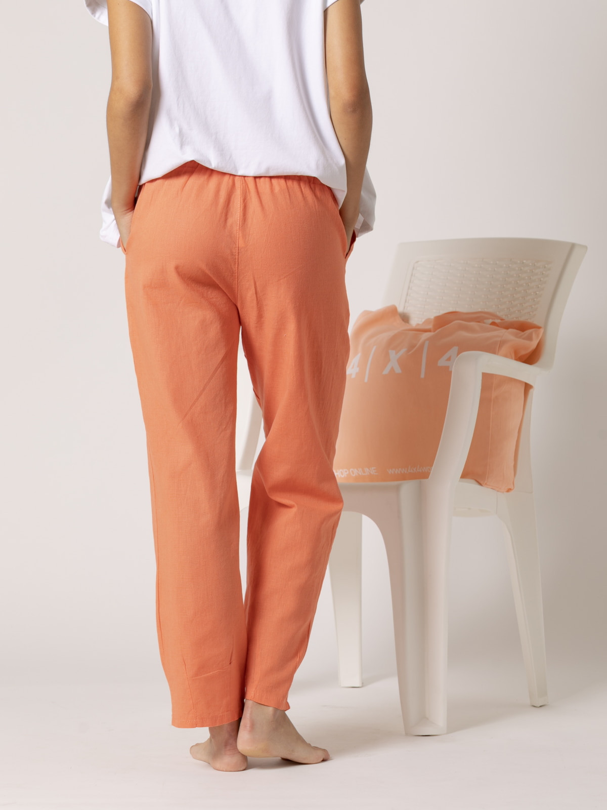 Pantalón lino wideleg color Naranja