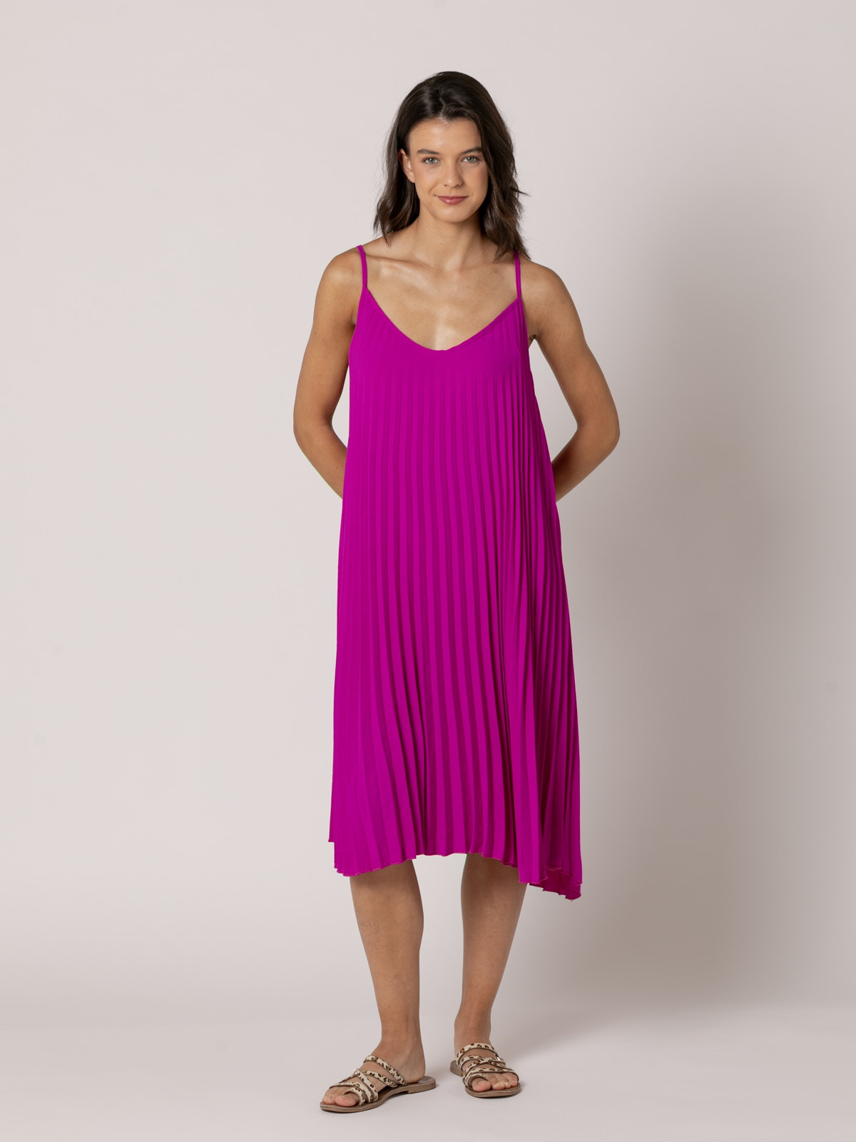 Embroidered dress with glitter detail  Camel colour