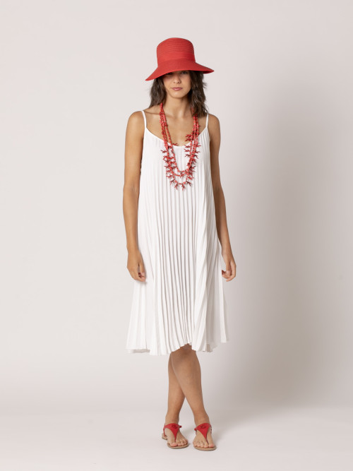 Vestido tirantes tableado color Blanco