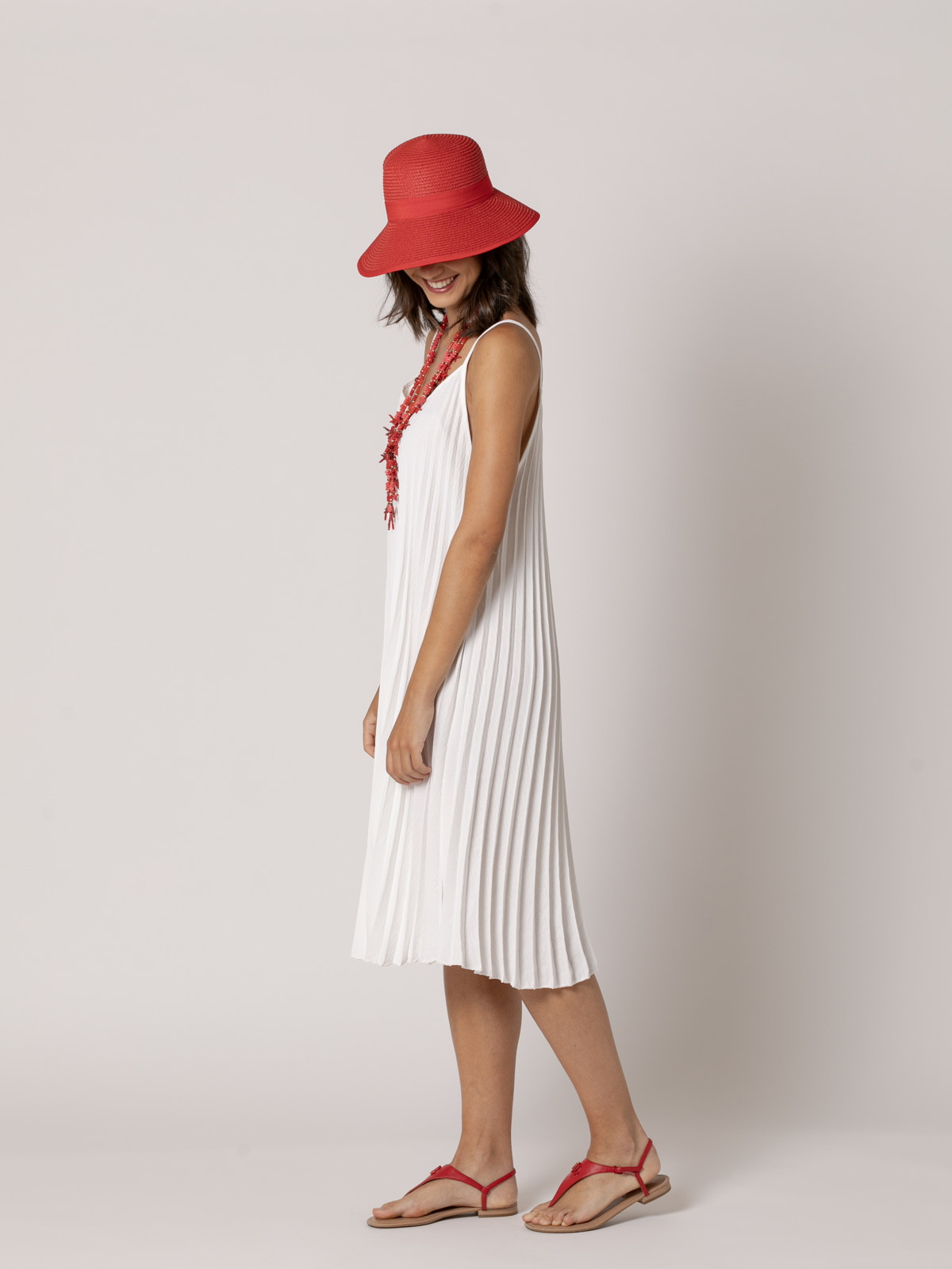 Vestido tirantes tableado color Blanco