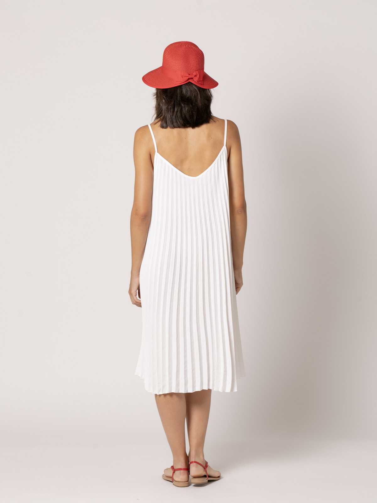 Vestido tirantes tableado color Blanco