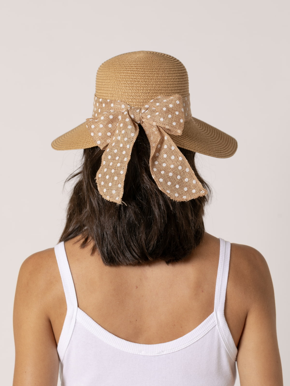Sombrero visera lazo de motas color Camel
