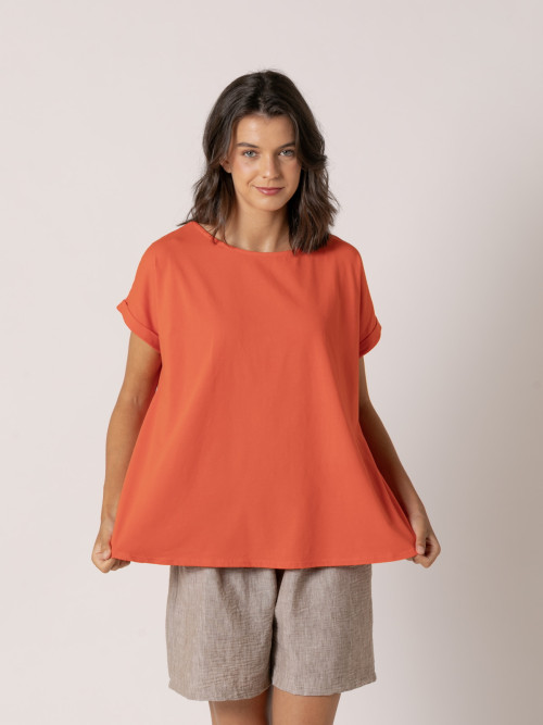 Camiseta cotton 100% diseño en A color Naranja