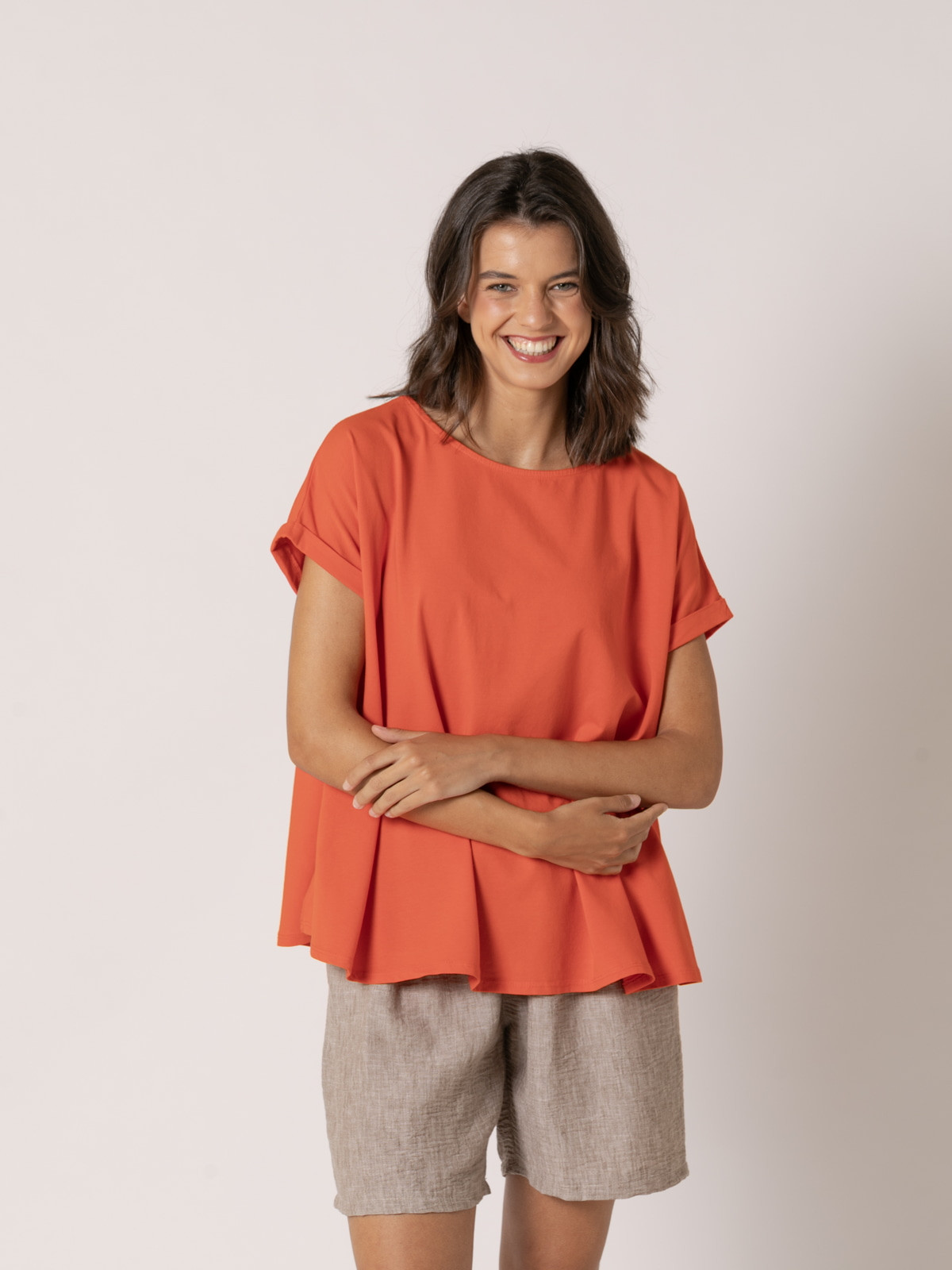 Camiseta cotton 100% diseño en A color Naranja