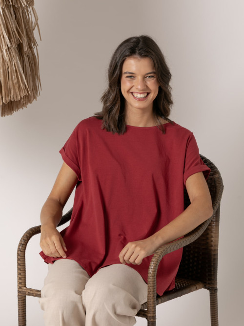 Camiseta cotton 100% diseño en A color Rojo