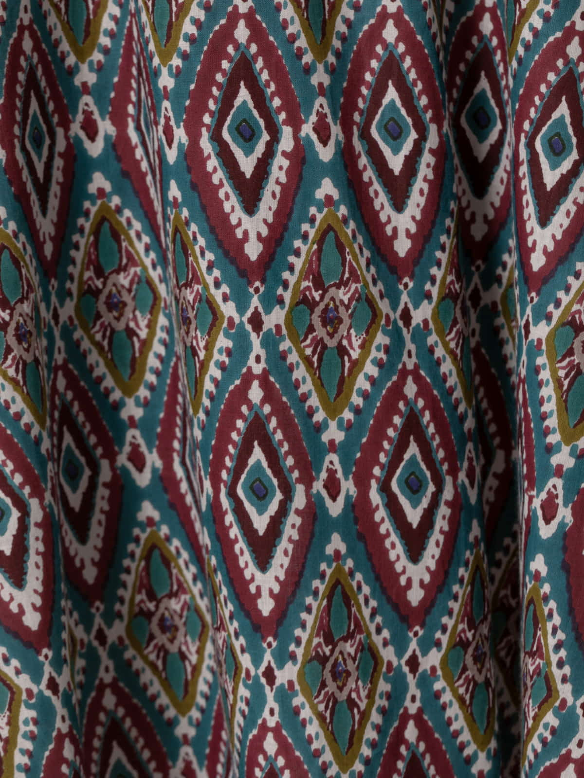 Vestido largo rombos diseño trendy 100% cotton color Burdeos