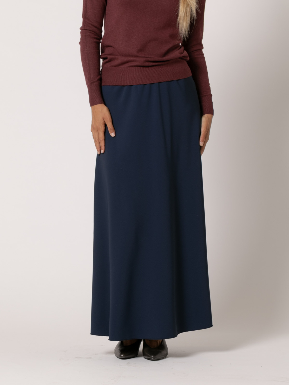 Long flared skirt  Blue Navy colour