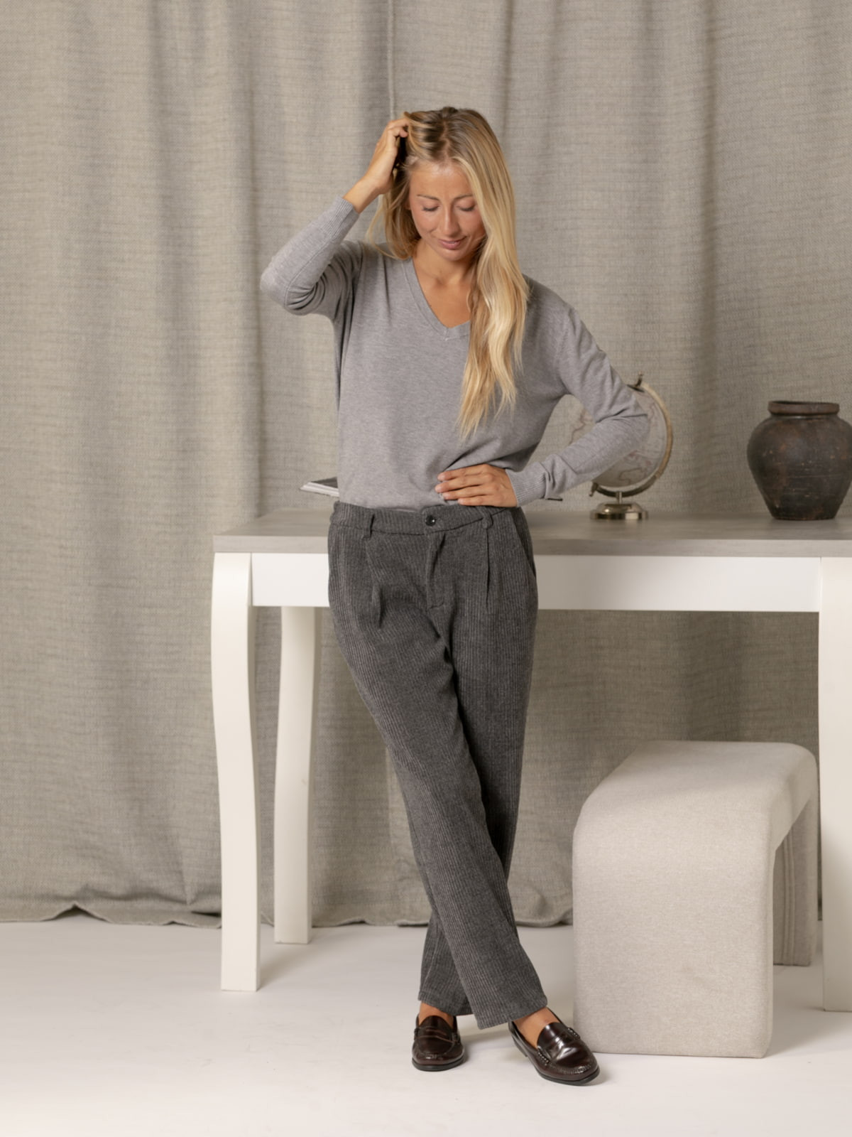 Pantalon pana elastica