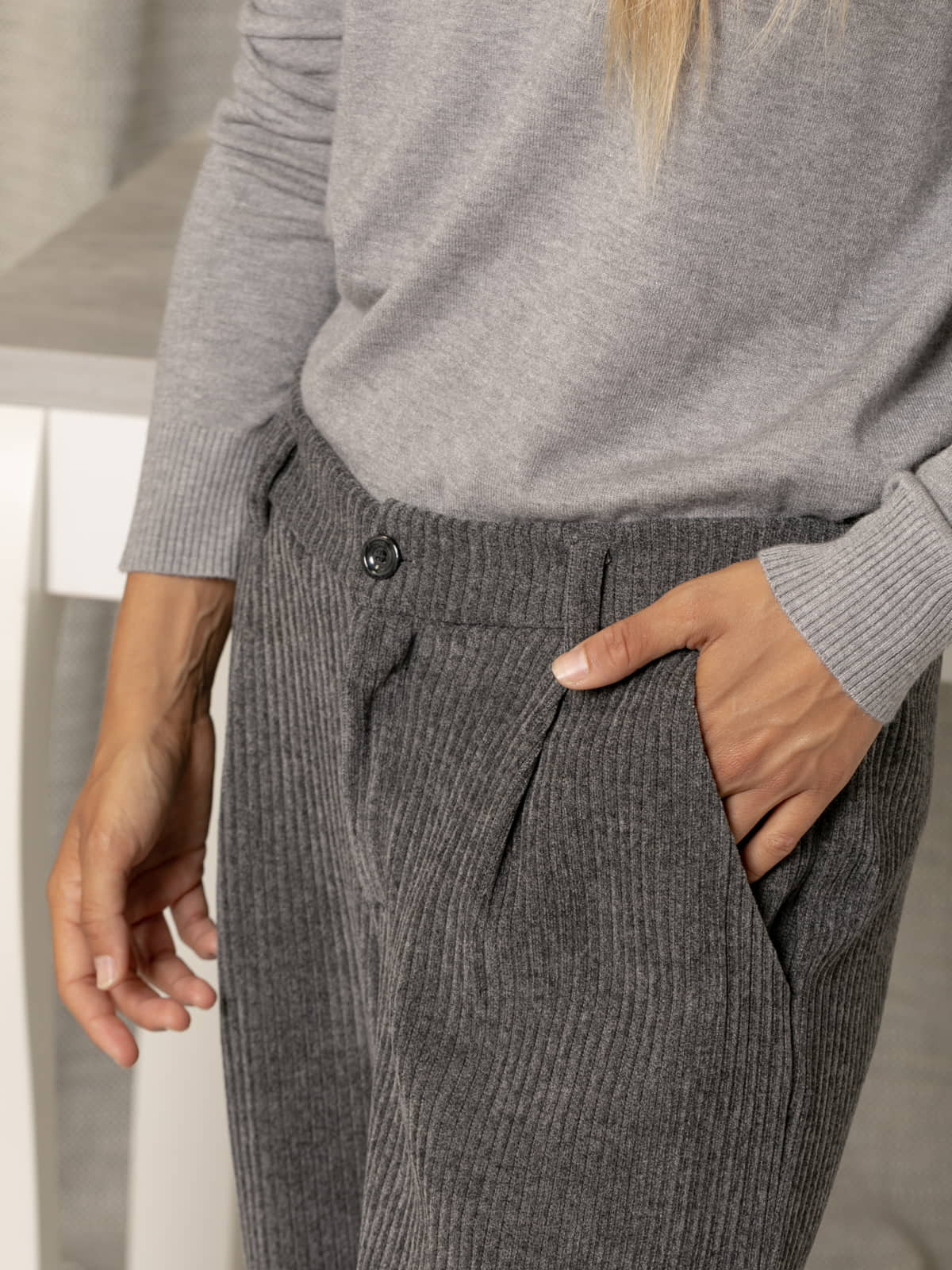 Pantalon pana elastica