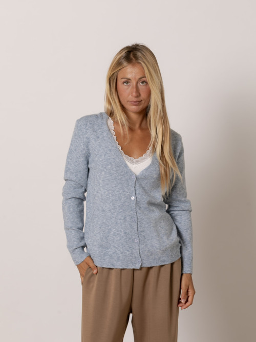 Chaqueta c/pico cachemire like color Azul