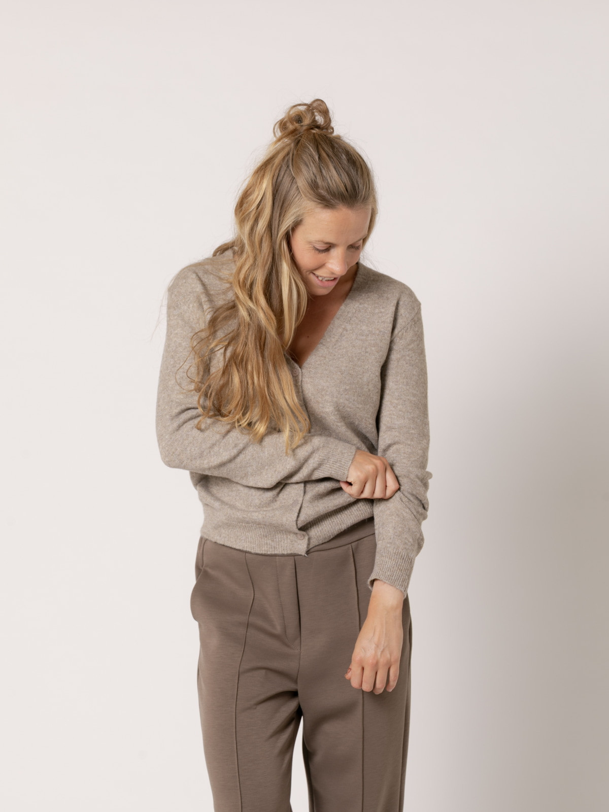 Cashmere-like peaked jacket  Taupe colour
