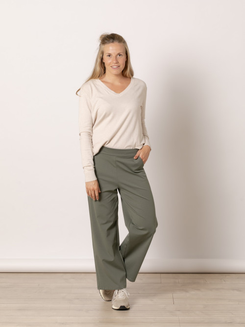 Pantalon wide leg algodon