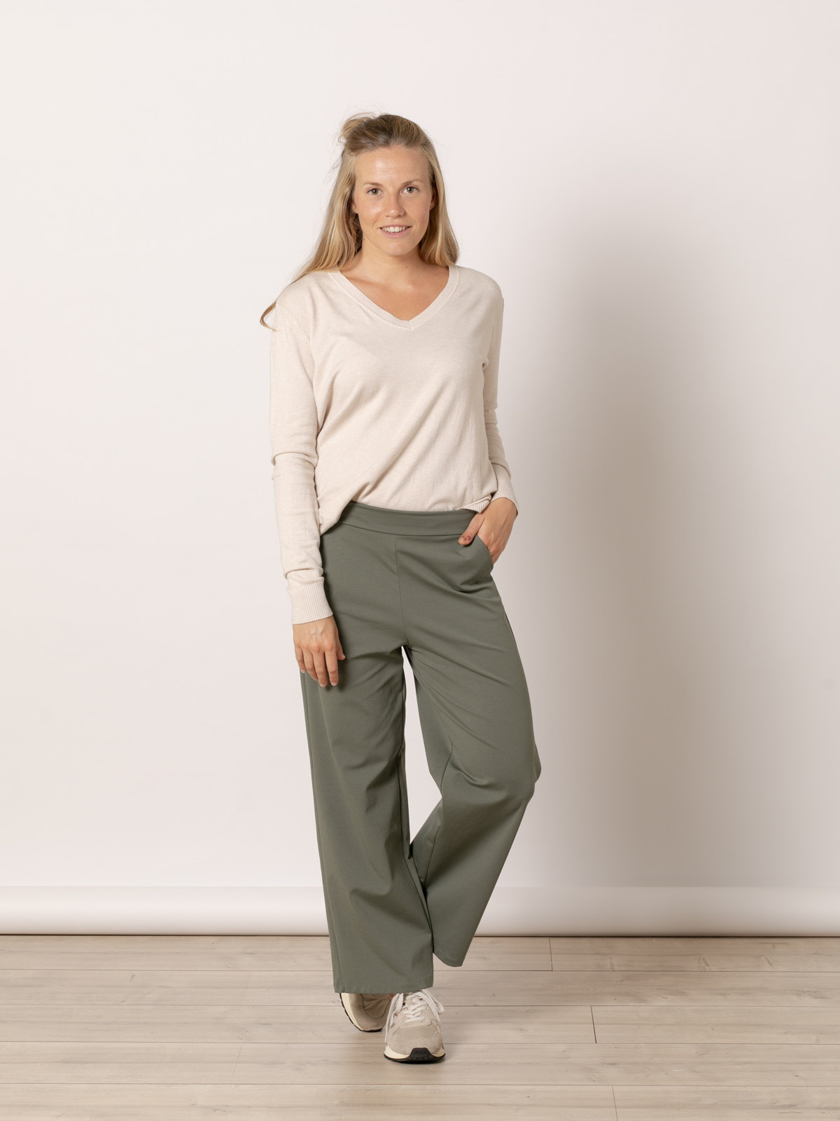 Pantalon wide leg algodon