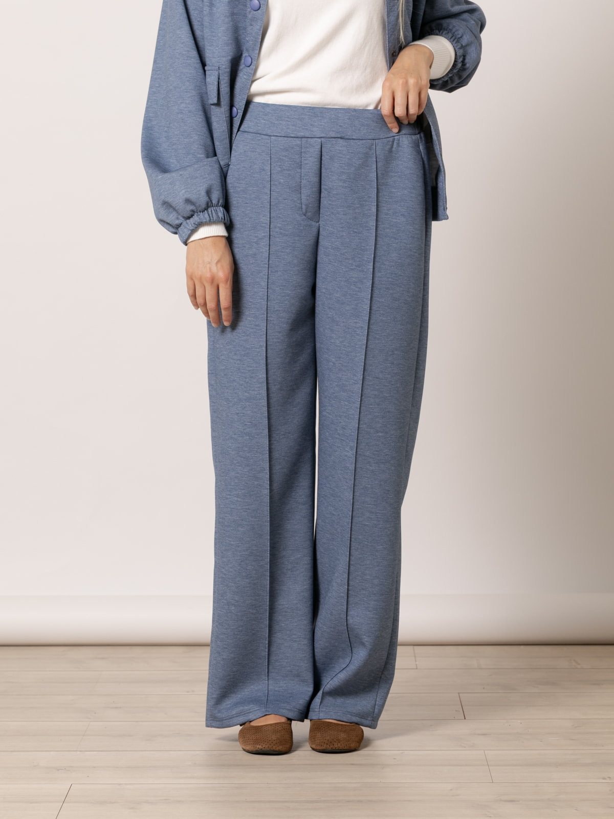 Comfy soft pants with central seam  Blue Jean colour
