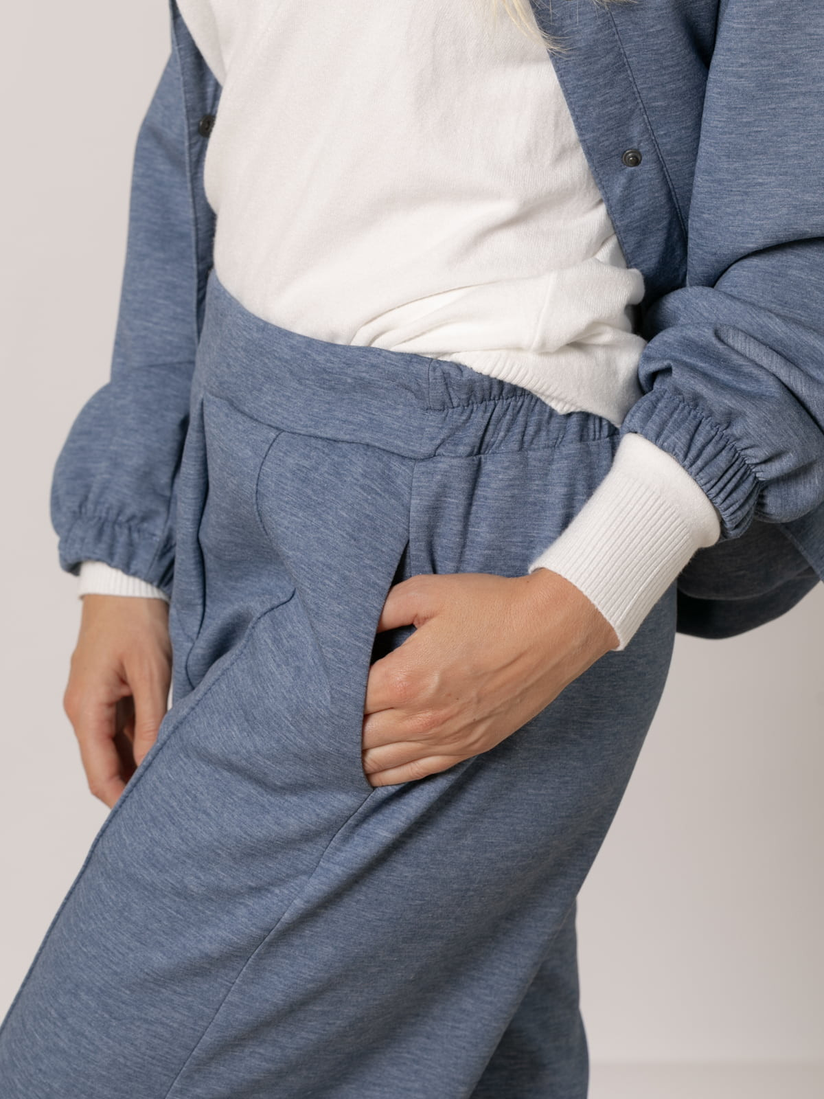Comfy soft pants with central seam  Blue Jean colour