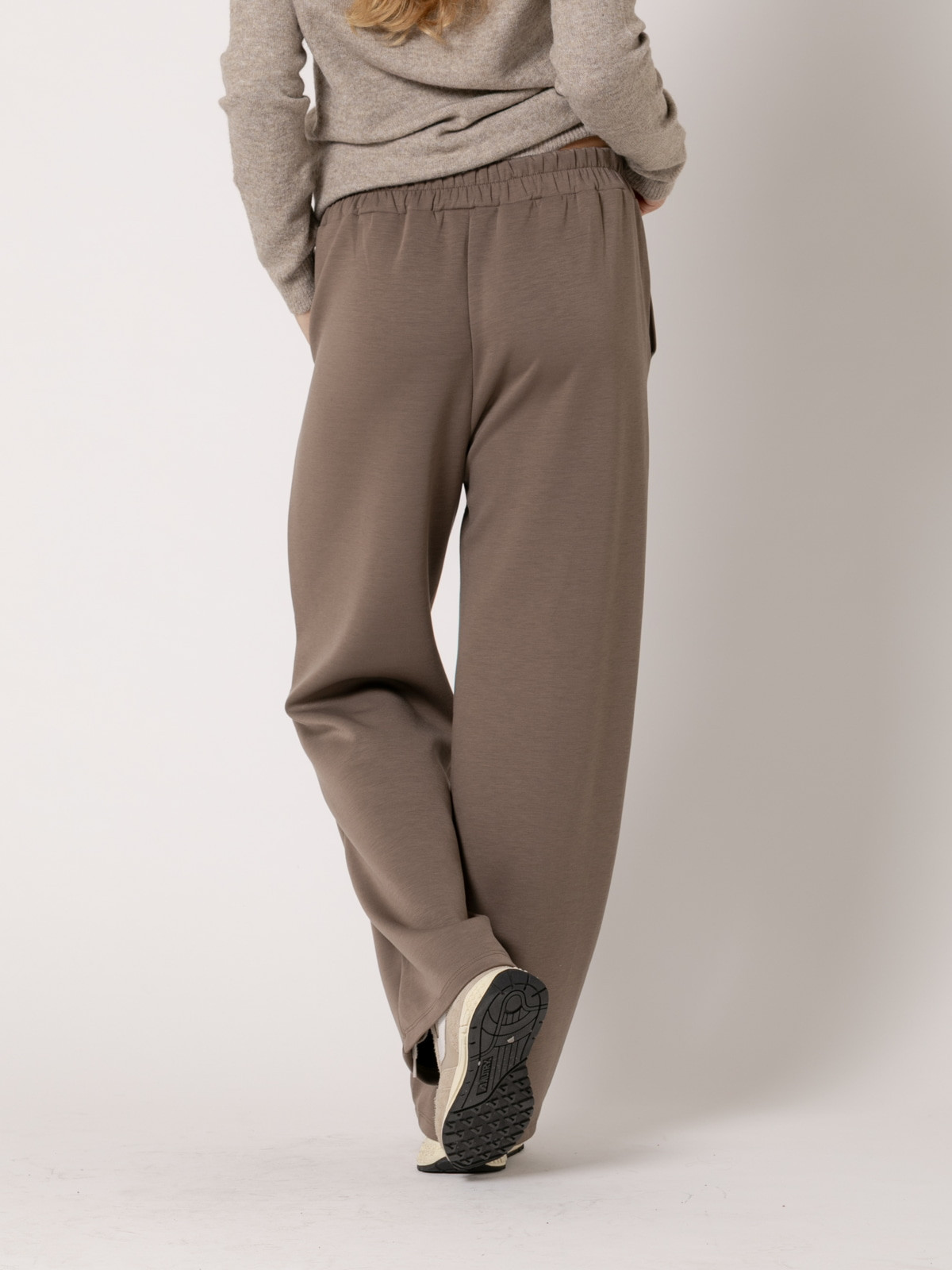 Comfy soft pants with central seam  Taupe colour