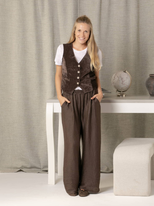 Pantalon rizo tencell brillo