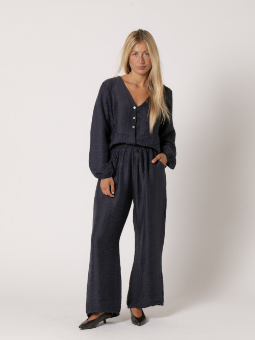 Pantalon rizo tencell brillo