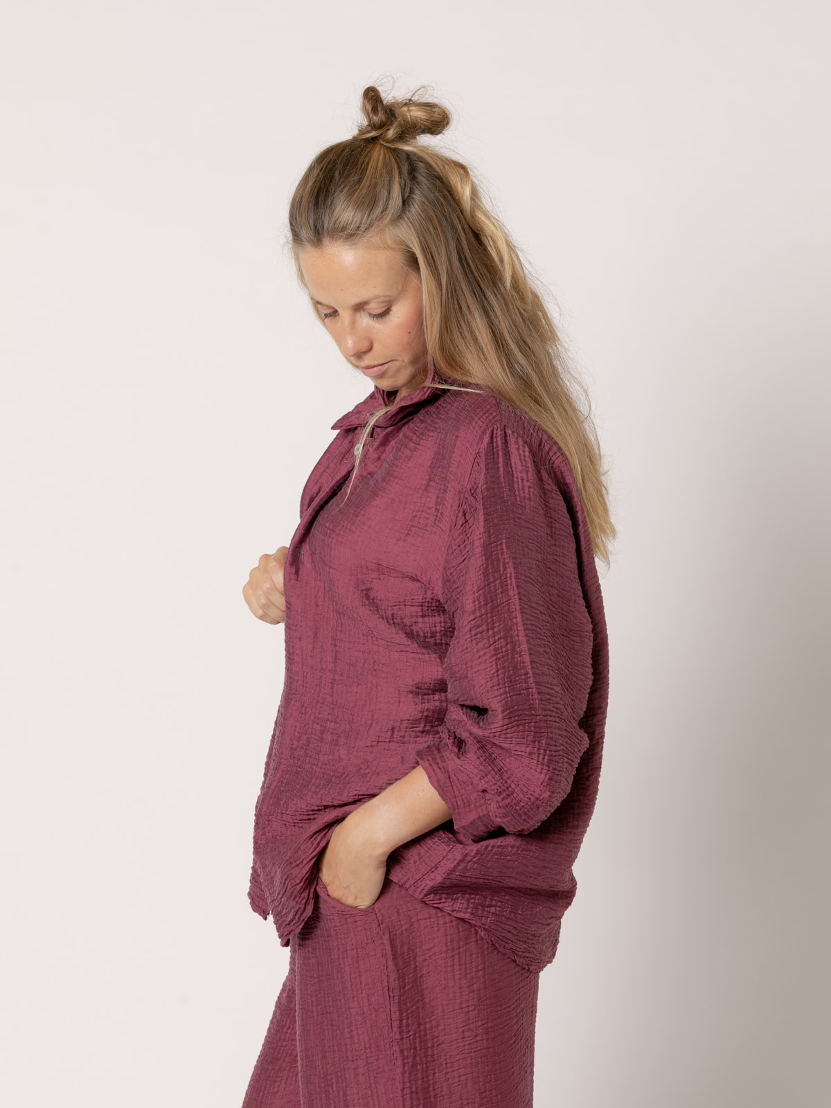 Shimmer ruffle terry shirt  Mallow colour