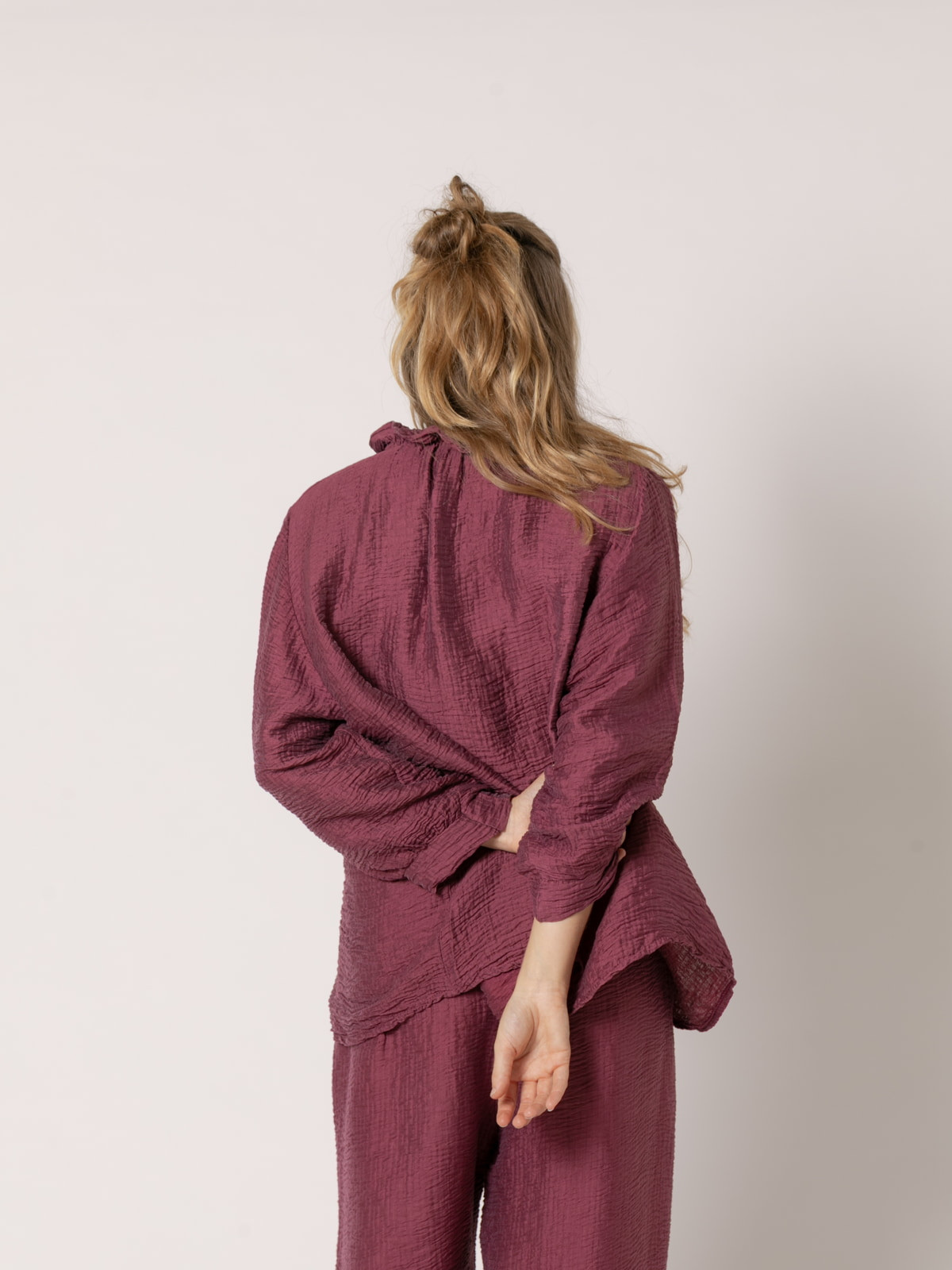 Shimmer ruffle terry shirt  Mallow colour