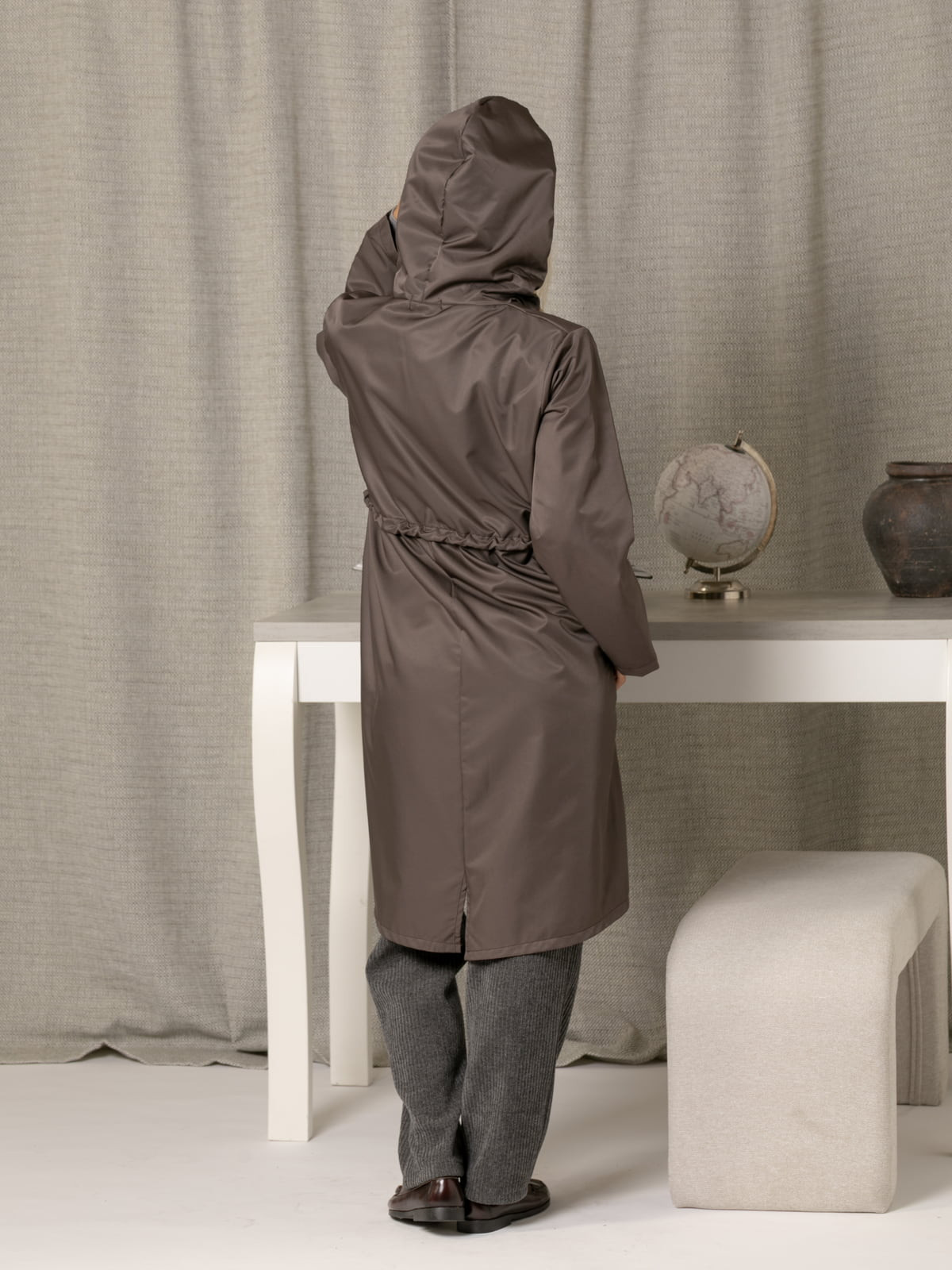 Adjustable long parka  Marrón  colour