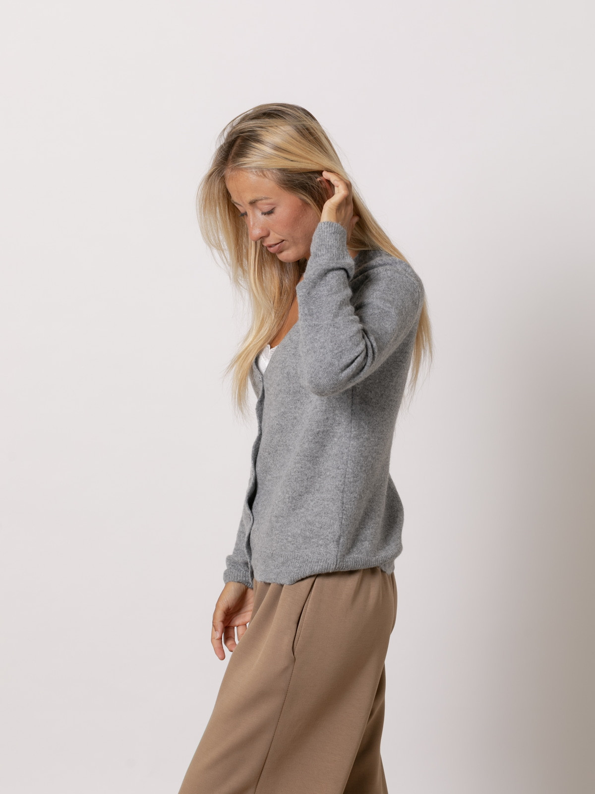 Chaqueta c/pico cachemire like color Gris