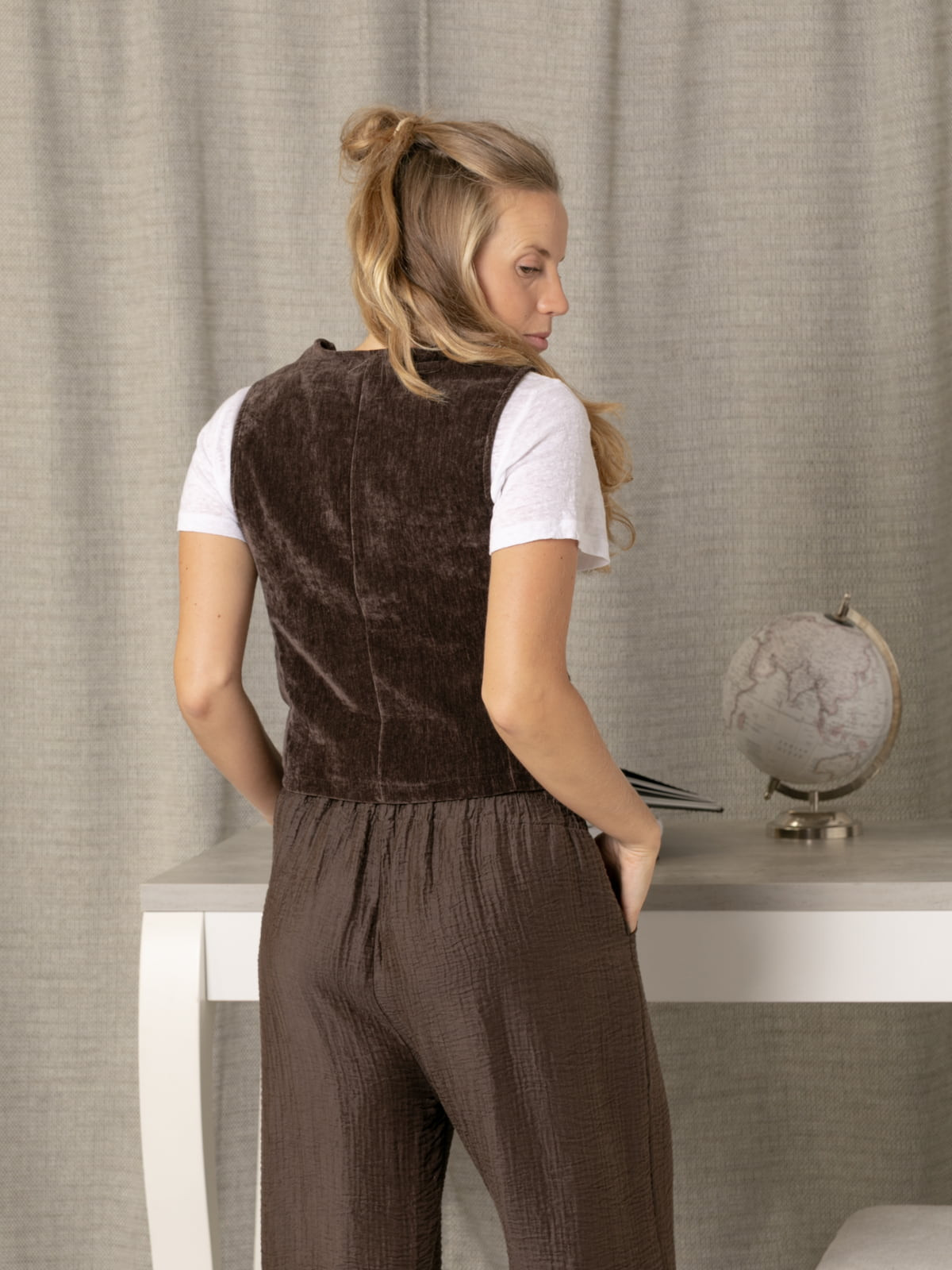 Velvet vest  Marrón  colour