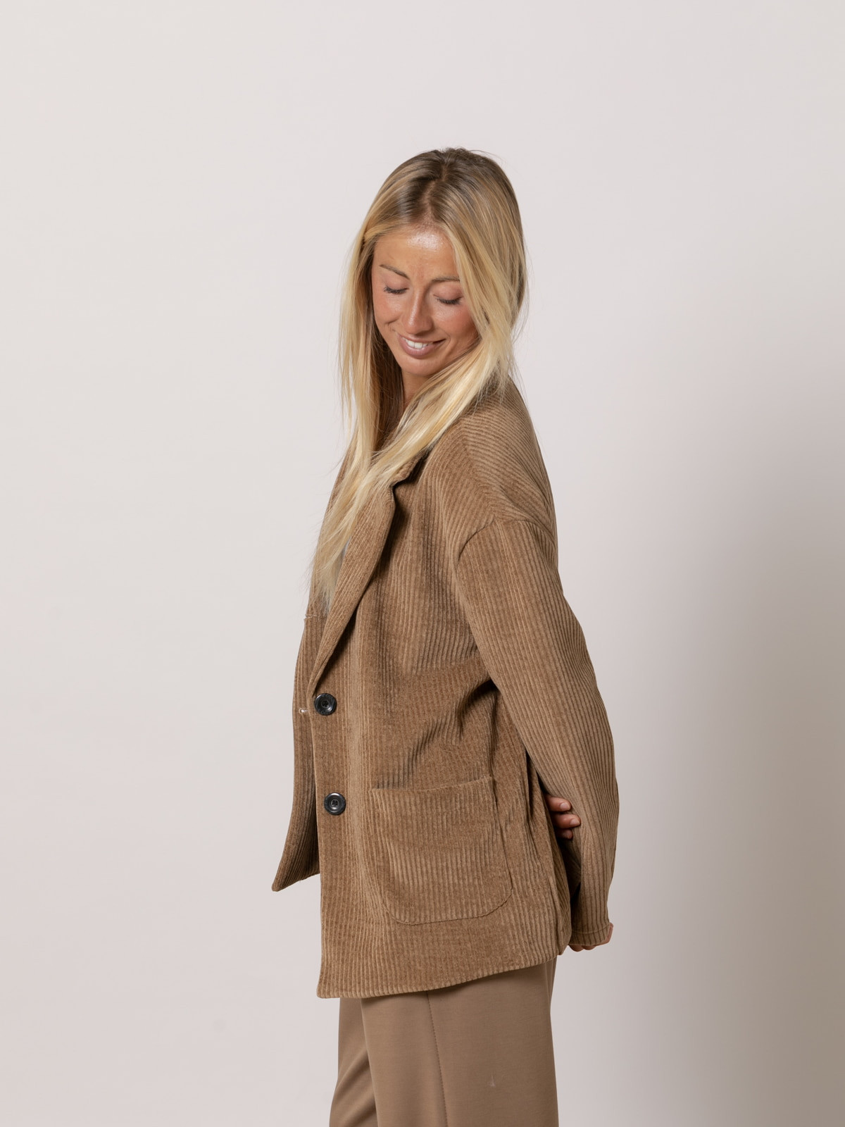 Oversized stretch corduroy blazer  Camel colour