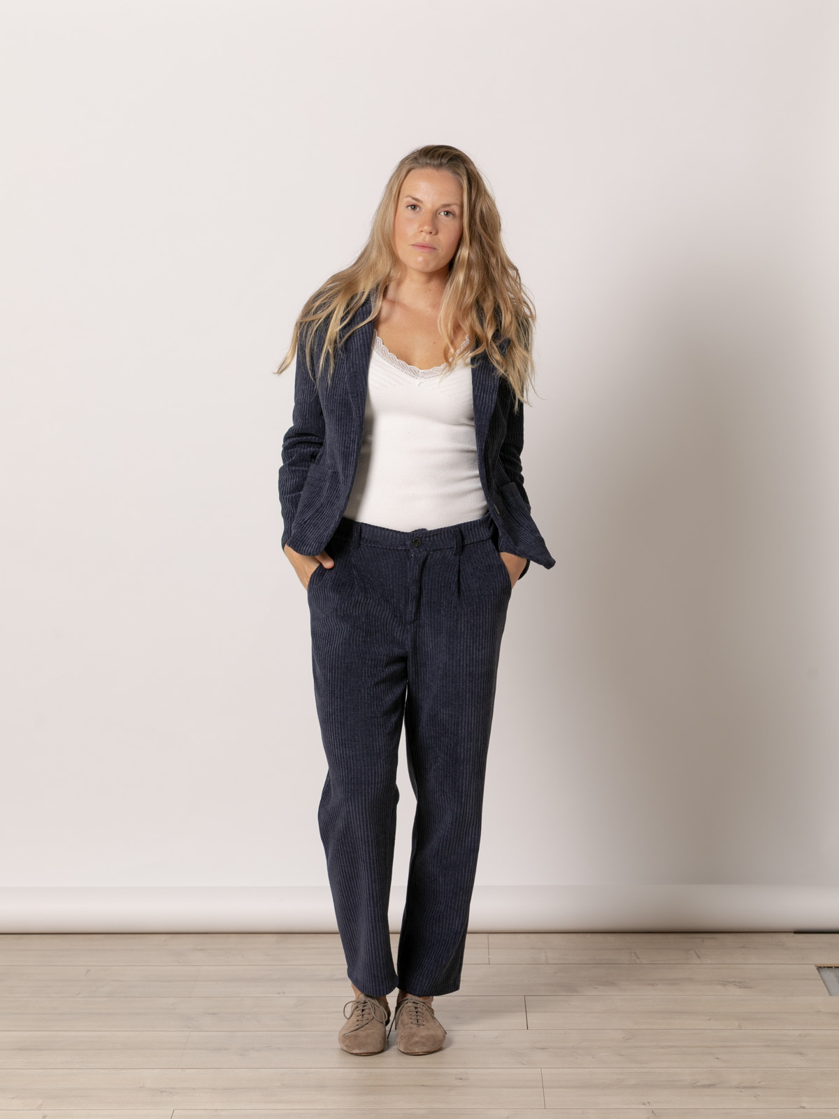 Stretch corduroy pants  Blue Navy colour