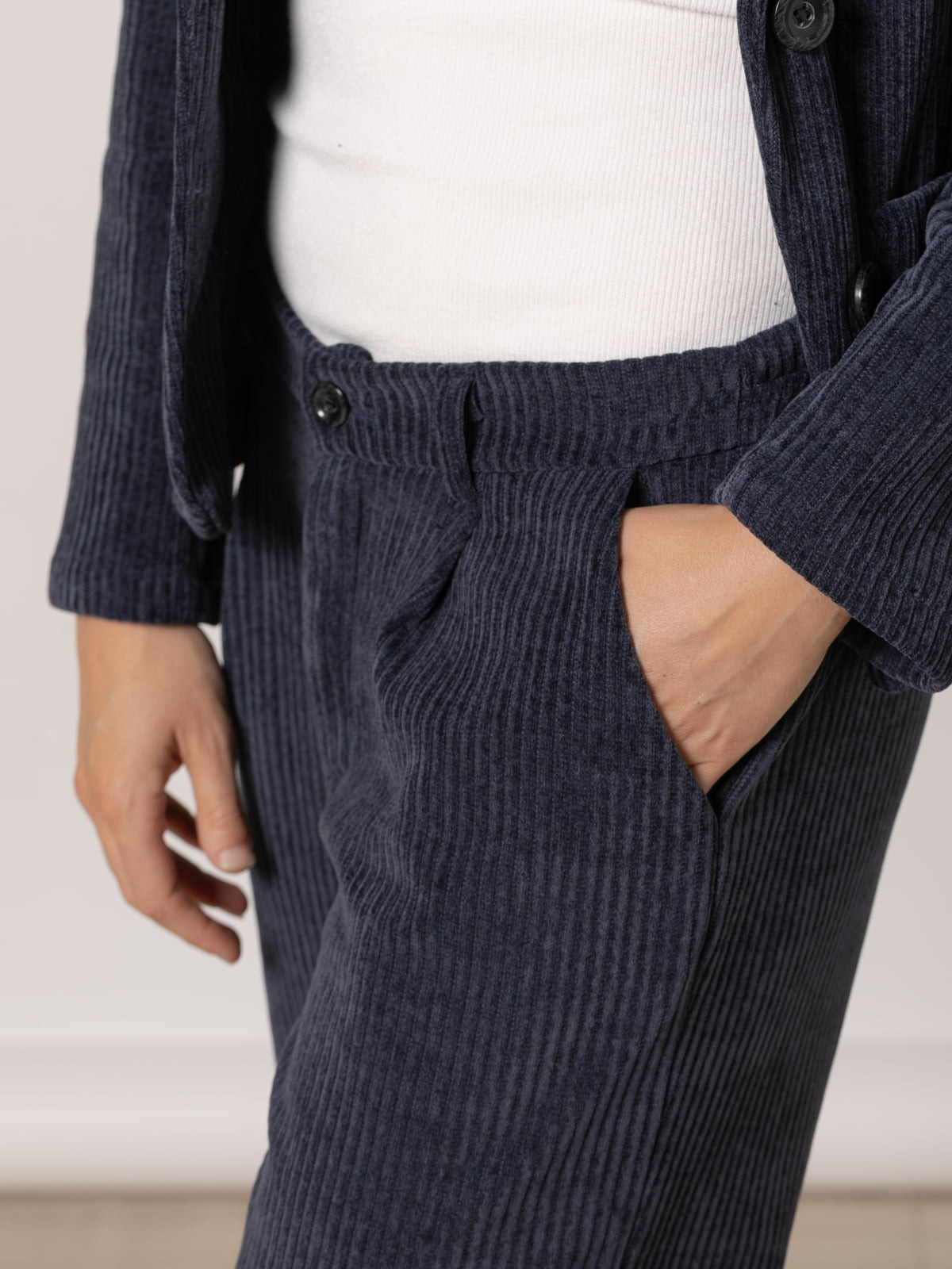 Stretch corduroy pants  Blue Navy colour