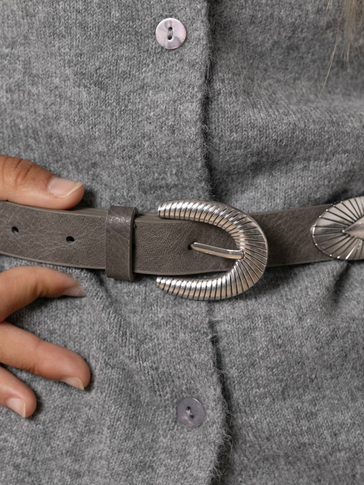 Cowboy metal belt  Grey colour