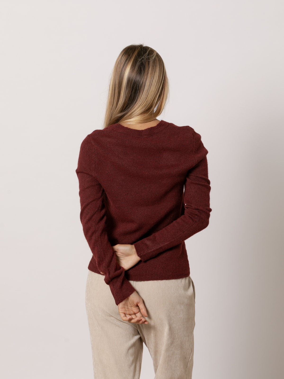 Jersey escote pico cachemire like color Burdeos