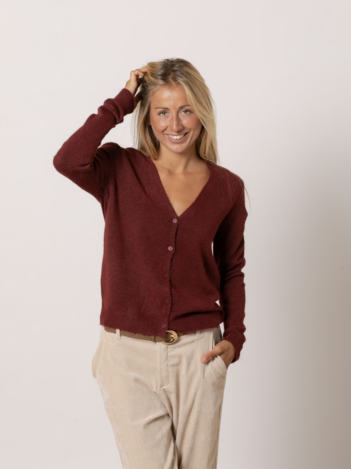 Cashmere-like peaked jacket  Bordeaux colour