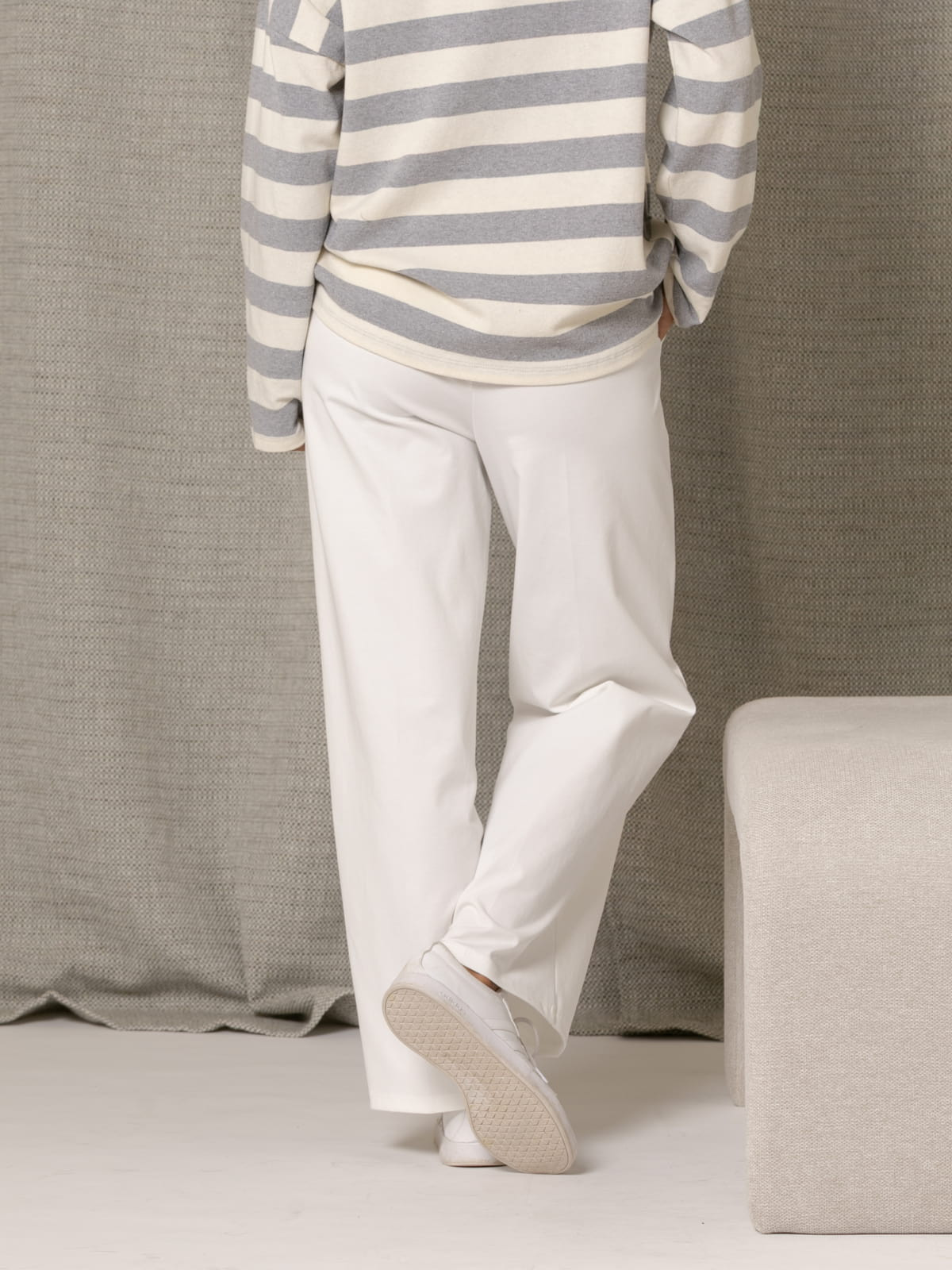 Pantalón wide leg algodón color Marfil