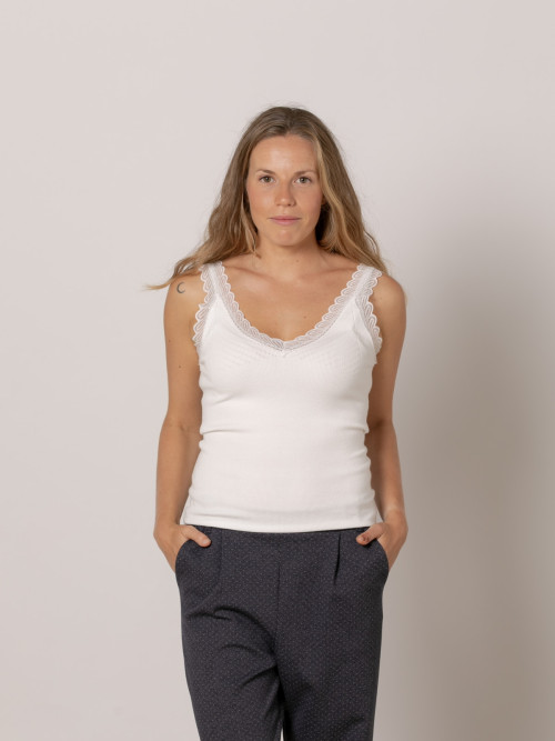 top lencero de punto color Crudo