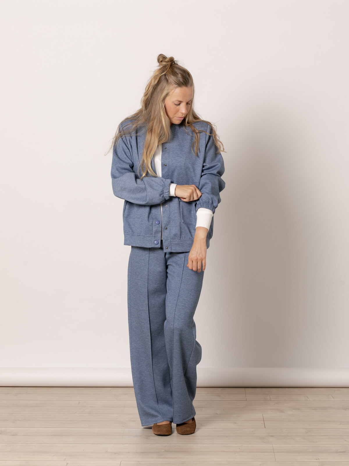 Soft bomber jacket with pockets  Blue Jean colour