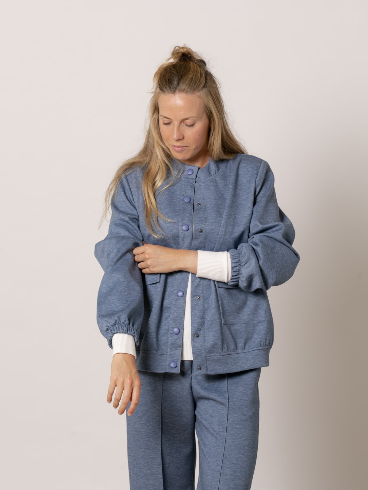 Chaqueta bomber soft bolsillos color Azul Jean