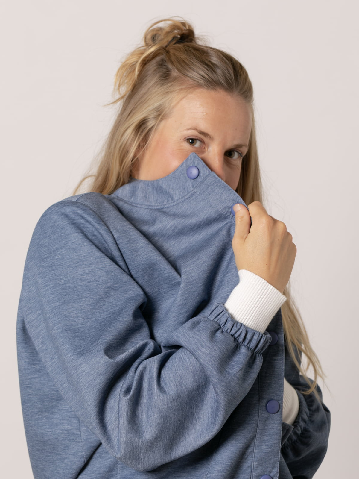 Chaqueta bomber soft bolsillos color Azul Jean
